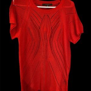 Vintage Womens Fever Brand Knitted Short Sleeve Round Neck Blouse Top Large
